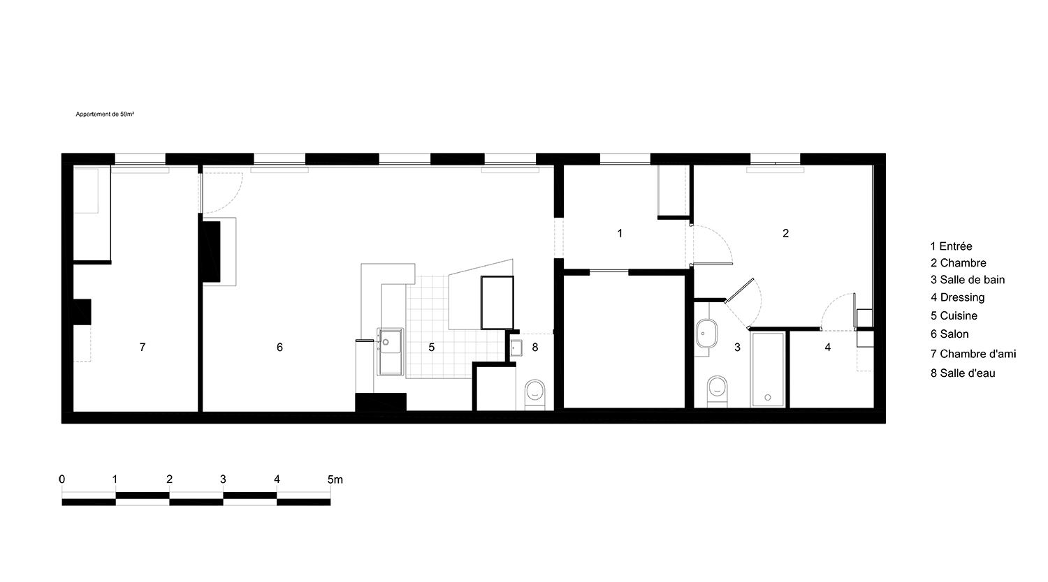 plan appartement en enfilade