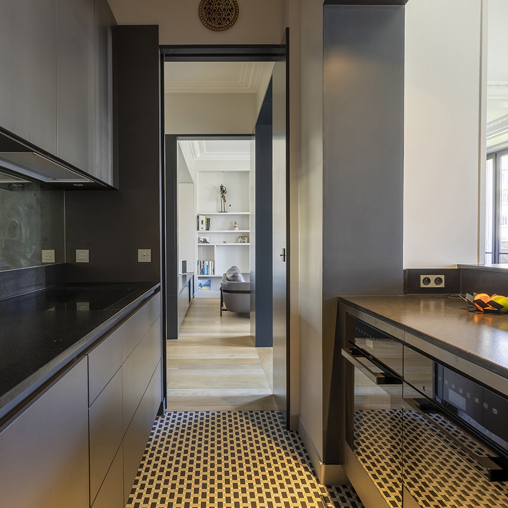 cuisine noir sol motif winckelmans surmesure
