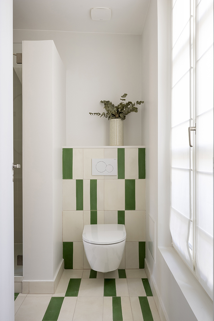 carreaux ciments vert blanc graphique