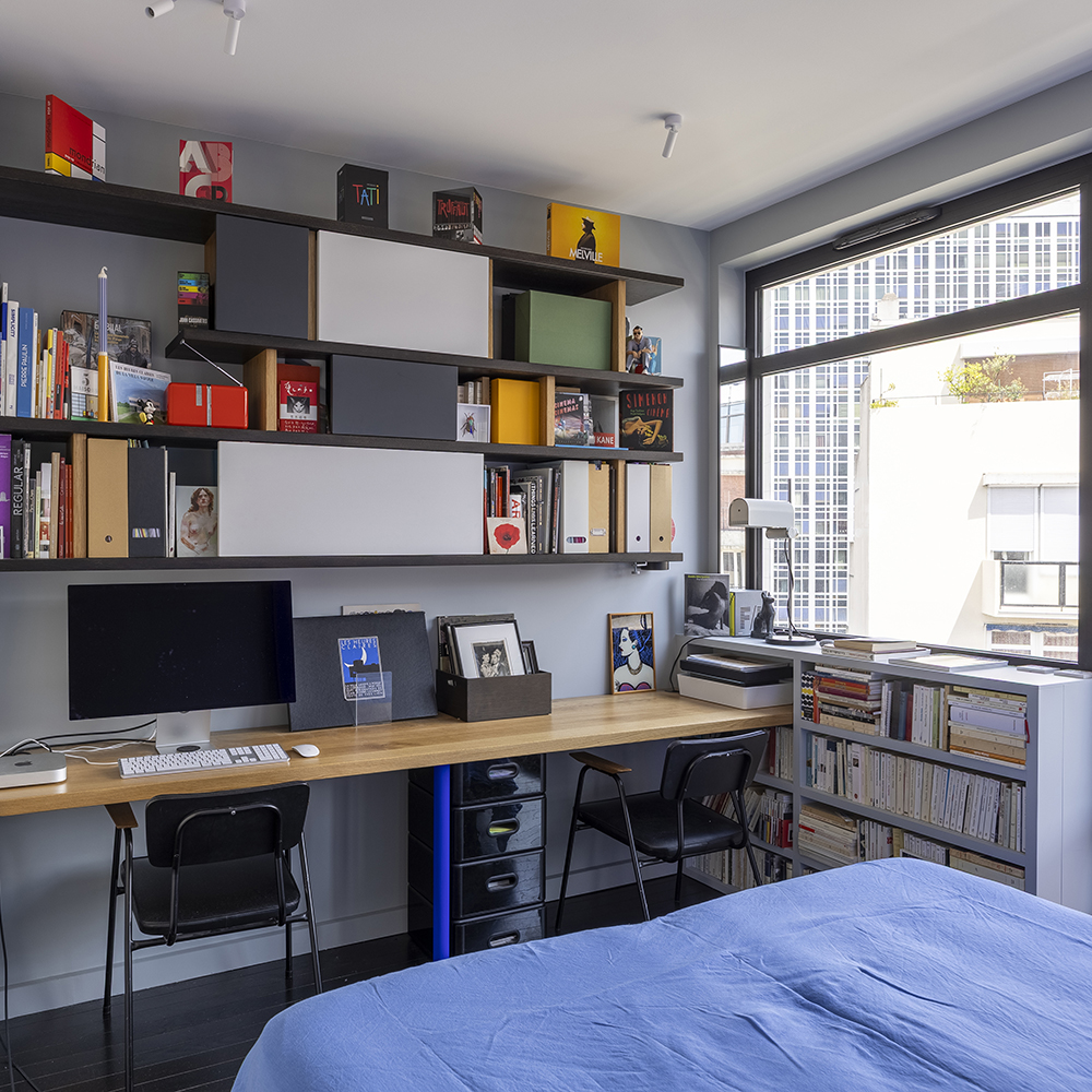 bibliotheque sur mesure chene couleurs