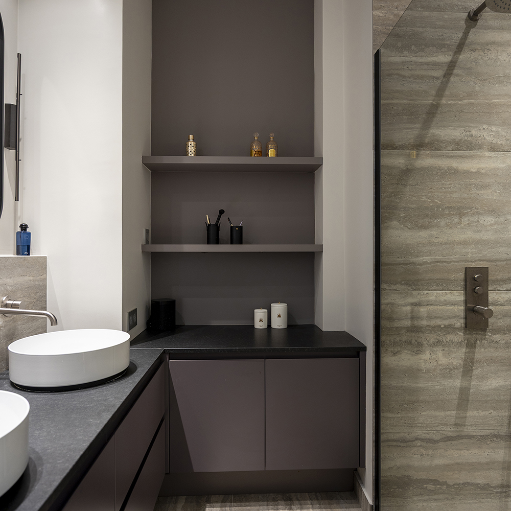 plan vasque granit noir meuble surmesure travertin