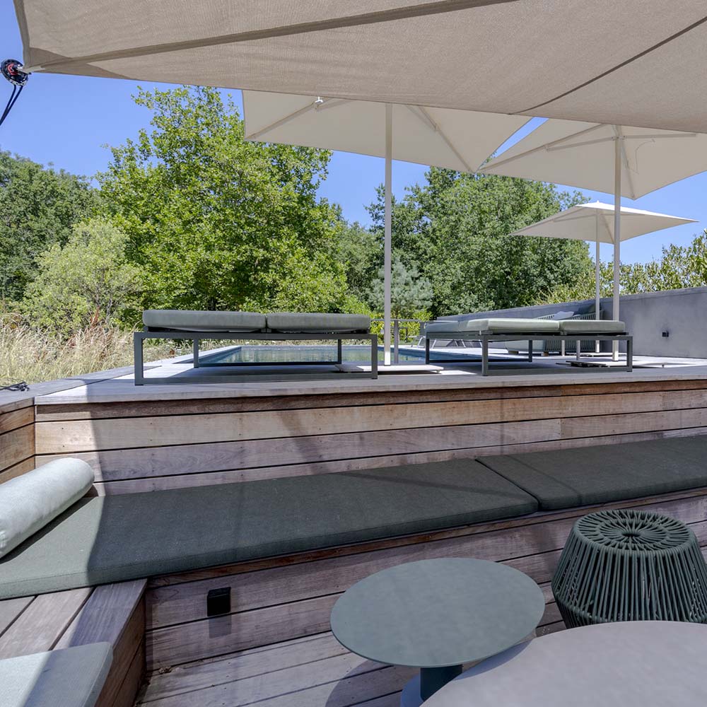 terrasse bois salon piscine